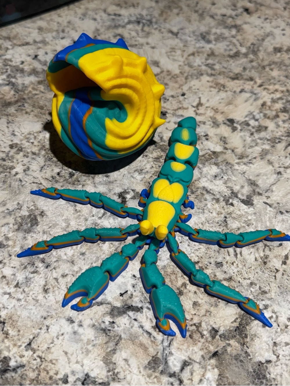 Colorful Interlocking Fidget Toy - Hermit Crab 3D Printed